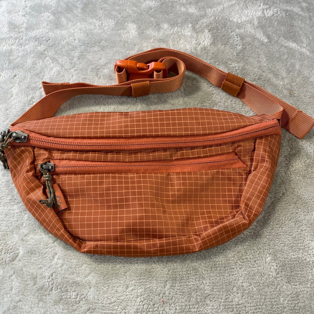 REI Co op Trail 2 Waist Pack Fanny Bag Orange Ripstop Grid Outdoor Camp Hike